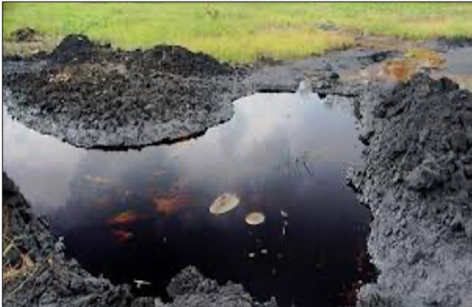 An Oil spill in the Niger Delta (The Nigerian voice, 2018)