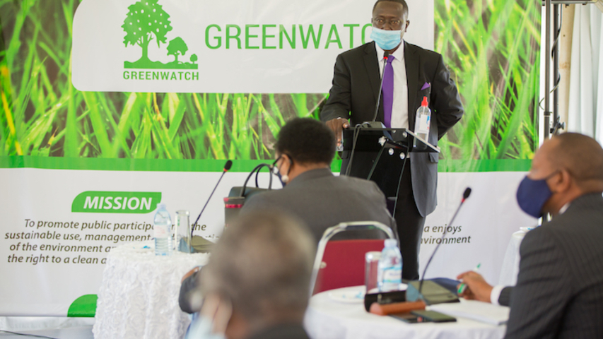 HW Moses Gabriel Angualia, the Deputy Registrar Training (JTI) moderating the first day of the judicial training on Climate Justice in Uganda, 2020