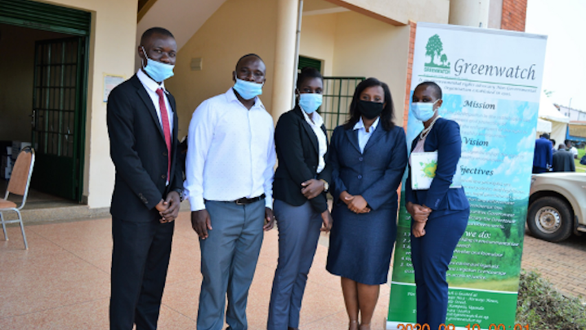 The Greenwatch team, L-R- Mr. Isaac Fred Nandala, Mr. Samuel Okurut, Ms. Daphine Nuwasiima, Ms. Daphine Namanya and Ms. Samantha Atukunda K. Mwesigwa
