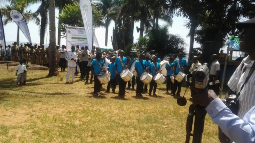 Environmental Police at parade during World Wetlands Day celebrations held on 2nd February 2015 at Lutembe Bay Ramsar Site In Wakiso District